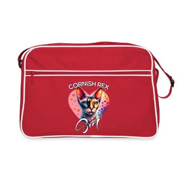 Cornish Rex Girl Cornish Rex Cat - Retro Bag - red/white - Front