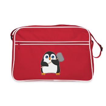 Pinguin Hammer - Retro Tasche - Rot/Weiß - Vorne
