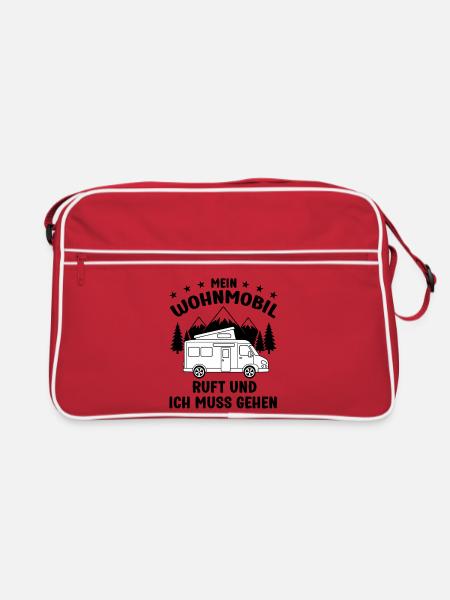 Mein Wohnmobil ruft und ich muss gehen Camping - Retro Tasche - Rot/Weiß - Vorne