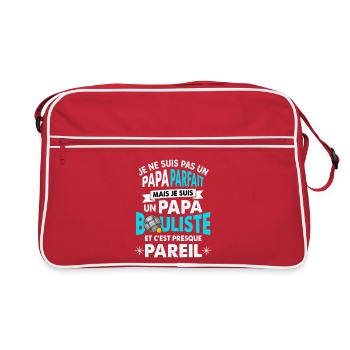 Papa Bouliste Parfait Pétanque Humour - Sac Retro - rouge/blanc - Devant