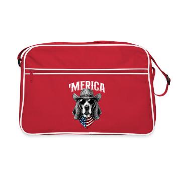 Merica Basset Hound - Maman de chien patriotique Papa - Sac Retro - rouge/blanc - Devant