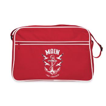 Moin Ihr Luschen Anker Möwen Maritimer Gruß - Retro Tasche - Rot/Weiß - Vorne