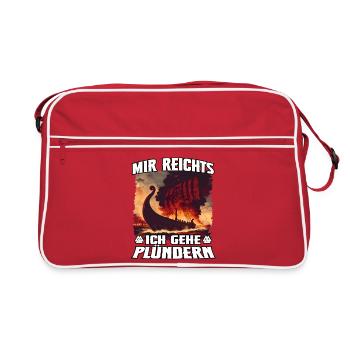 Vikingenschiff im Plünderrausch - Retro Tasche - Rot/Weiß - Vorne