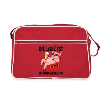 Die Lage Ist Besäufniserregend Schwein Bier - Retro Tasche - Rot/Weiß - Vorne