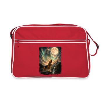 Bloodhound hurlant à la lune - Papa de chien Maman de chien - Sac Retro - rouge/blanc - Devant