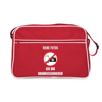 Keine Fotos Ich bin Krankgeschrieben - Retro Tasche - Rot/Weiß - Vorne