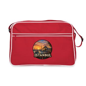 Istanbul Bosporus Sonnenuntergang Urlaub - Retro Tasche - Rot/Weiß - Vorne