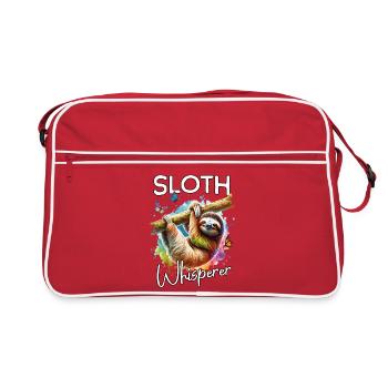 Faultier Flüsterer - Retro Tasche - Rot/Weiß - Vorne