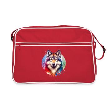 Wolfdog Motif - Retro Bag - red/white - Front