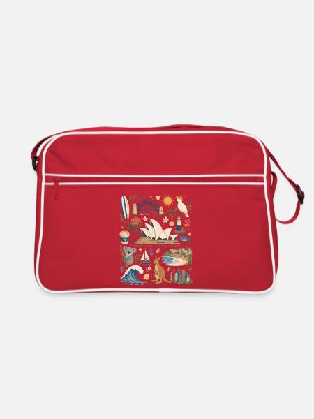 Sydney | Hafen, Surfen & Australien - Retro Tasche - Rot/Weiß