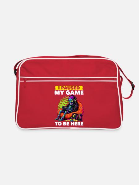 Skeleton Gamer Gaming Halloween - Retro Tasche - Rot/Weiß