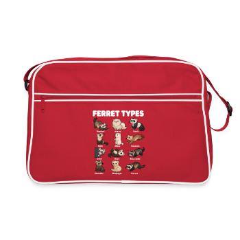 Types de furets, différents furets mignons - Sac Retro - rouge/blanc - Devant