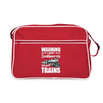 Warning I could talk about trains on the spur of the moment - Retro Bag - red/white - Front