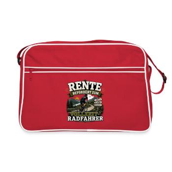 Rente Befördert Zum Vollzeit Radfahrer Spruch  - Retro Tasche - Rot/Weiß - Vorne