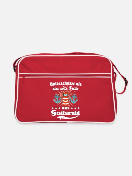 Greifswald Frau Greifswalderin - Retro Tasche - Rot/Weiß