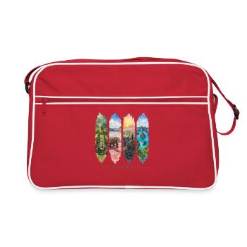 Indonesien Travel – Bali & Natur Motiv - Retro Tasche - Rot/Weiß - Vorne