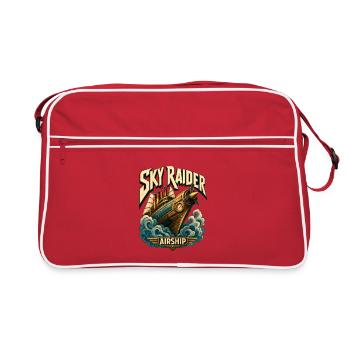 Steampunk-Piraten-Luftschiff, Sky Raider Pulp-Abenteuer - Retro Tasche - Rot/Weiß - Vorne