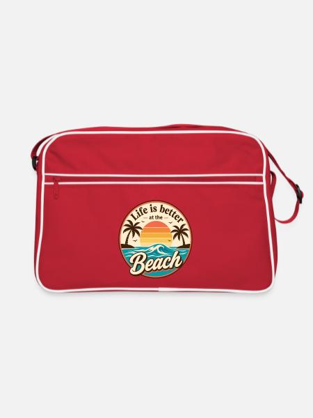 Life is better at the Beach – Retro Strandliebe - Retro Tasche - Rot/Weiß