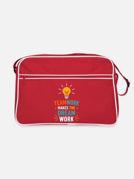 Teamarbeit beleuchtet die Traumarbeit - Retro Tasche - Rot/Weiß