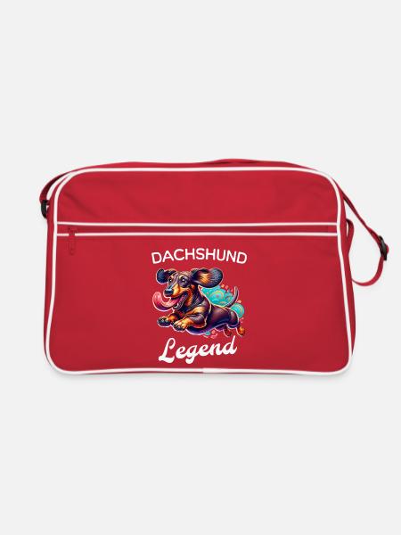 Dackel Legende Dachshund - Retro Tasche - Rot/Weiß