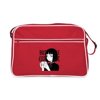 Gothic Teegirl mit Spinnennetz - Retro Tasche - Rot/Weiß - Vorne
