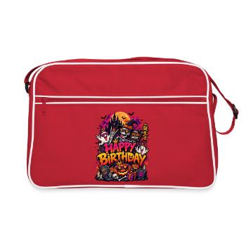 Happy Birthday Halloween Bash - Retro Tasche - Rot/Weiß - Vorne