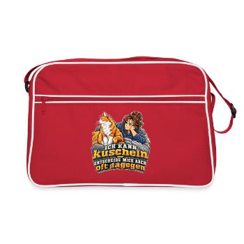 Ich kann kuscheln - entscheide mich aber oft - Retro Tasche - Rot/Weiß - Vorne