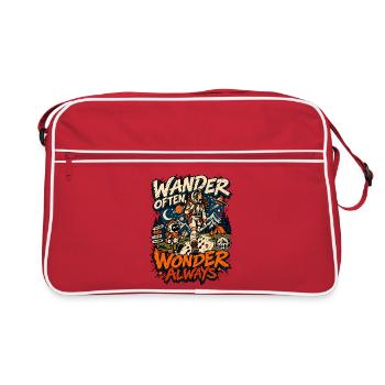 Oft umherwandern, immer staunen - Retro Tasche - Rot/Weiß - Vorne