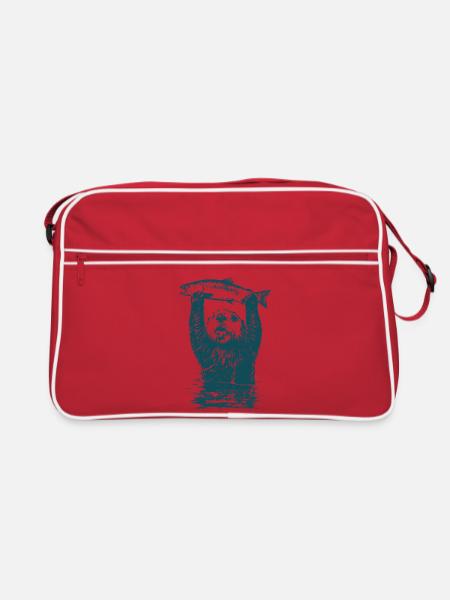 Fischotter Angeln Grosser Fang Fisch - Retro Tasche - Rot/Weiß