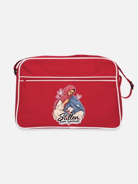 Stillen - deine Superkraft  - Retro Tasche - Rot/Weiß