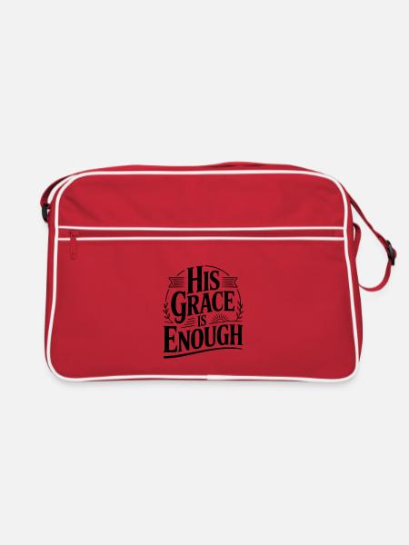 Seine Gnade reicht aus. - Retro Tasche - Rot/Weiß