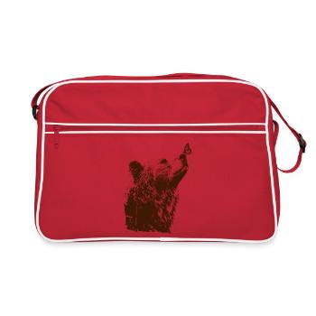 Bär Schmetterling Natur Wald Braunbär - Retro Tasche - Rot/Weiß - Vorne