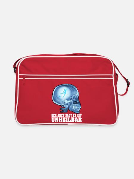 Fußball Fußballer Unheilbar Lustiger Spruch - Retro Tasche - Rot/Weiß