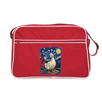 Gänse Sternennacht-Impression - Retro Tasche - Rot/Weiß - Vorne