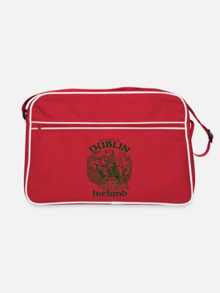 Welcome To Dublin Ireland City Travel - Retro Tasche - Rot/Weiß
