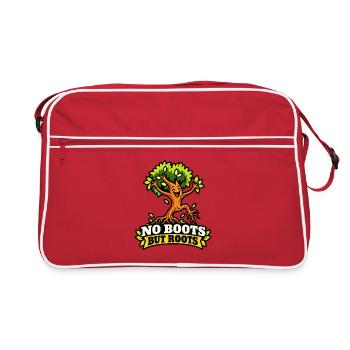 No Boots But Roots – Lustiger Baum - Retro Tasche - Rot/Weiß - Vorne