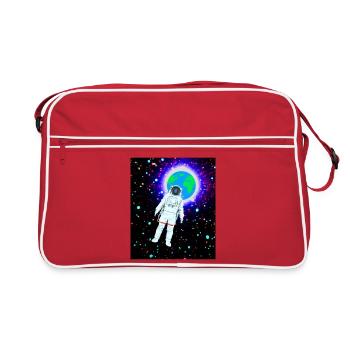 Astronaut im kosmischen Erdglanz - Retro Tasche - Rot/Weiß - Vorne