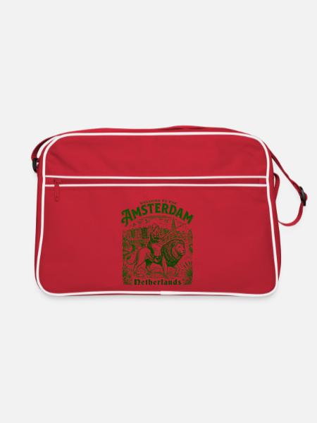 Welcome To Amsterdam Netherlands European - Retro Tasche - Rot/Weiß