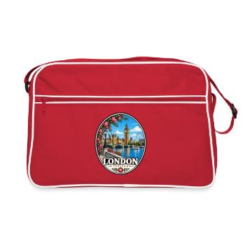 London Sehenswürdigkeiten Themse Großbritannien - Retro Tasche - Rot/Weiß - Vorne