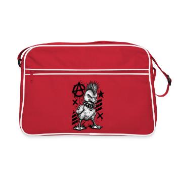 Punk Rock Duck Mohawk Anarchy Bird - Retro Tasche - Rot/Weiß - Vorne