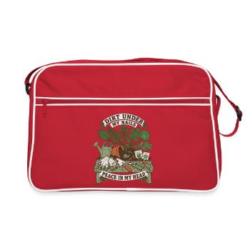 Dreck unter den Nägeln – Frieden im Kopf - Retro Tasche - Rot/Weiß - Vorne