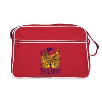 Prague Bohemia Kafkaesque Autumns Art Surrealist - Retro Tasche - Rot/Weiß - Vorne