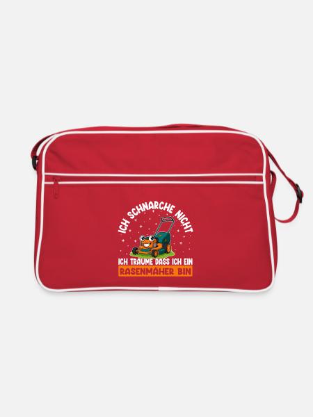 Ich schnarche nicht Rasenmäher Lustiger Spruch - Retro Tasche - Rot/Weiß
