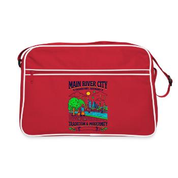 Main River City Frankfurt Germany Tradition And - Retro Tasche - Rot/Weiß - Vorne