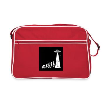  Evolution Mensch Zu Alien Ufo Entführung Science - Retro Tasche - Rot/Weiß - Vorne
