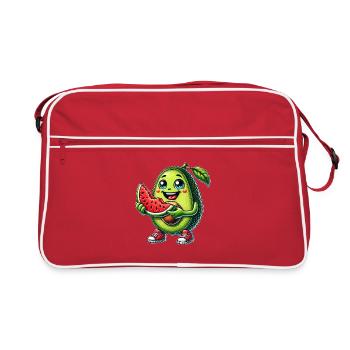 Süße Avocado Wassermelone Cartoon Sommer Früchte - Retro Tasche - Rot/Weiß - Vorne