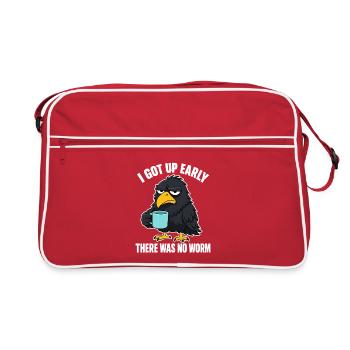 Lustiger Frühaufsteher – Ich bin früh aufgestanden, es gab keinen - Retro Tasche - Rot/Weiß - Vorne