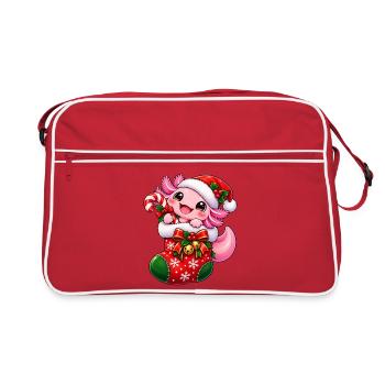 Zuckersüßes Weihnachtsmonster - Retro Tasche - Rot/Weiß - Vorne