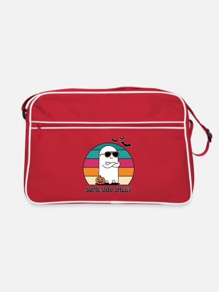 Buh, Laken, Geist, Sonnenuntergang - Retro Tasche - Rot/Weiß