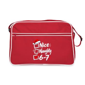 Six Seven Naughty or Nice Christmas Checkbox 6 7 - Retro Tasche - Rot/Weiß - Vorne
